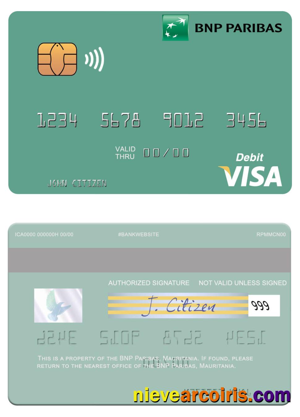 Mauritania BNP Paribas visa debit card